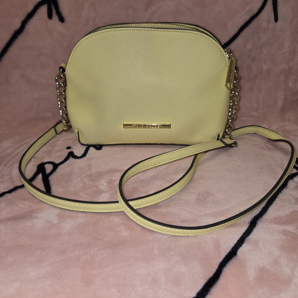 Steve Madden Lemon Yellow Dome Crossbody with Gold Chain Detail